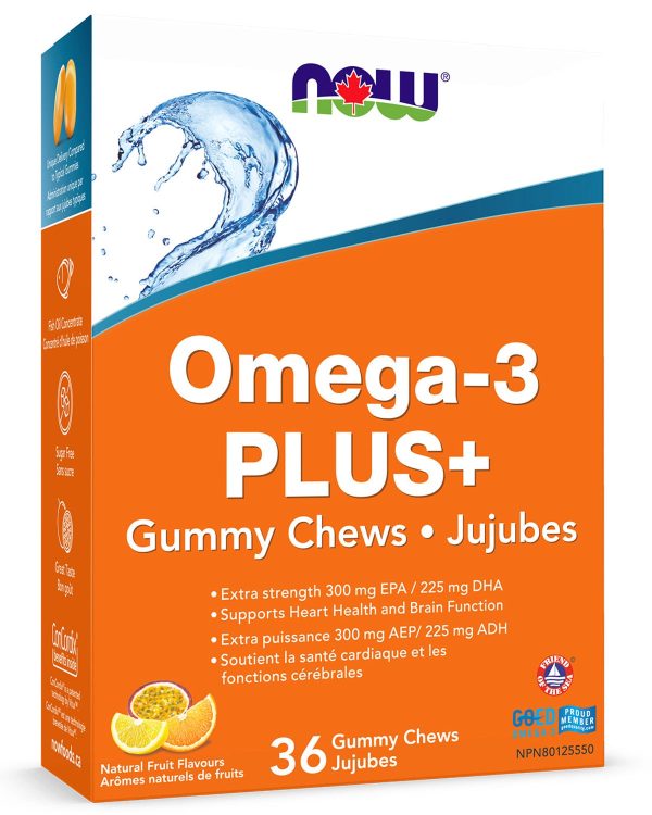 NOW Omega 3 PLUS Gummy Chews (Citrus Fruit Flavour - 36 pk) Online now