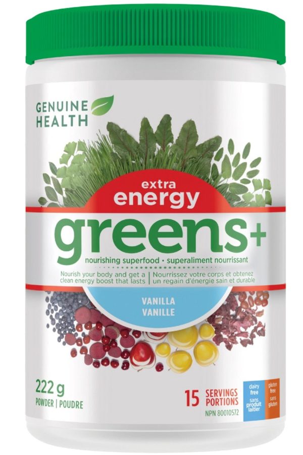 GENUINE HEALTH Greens+ Extra Energy (Vanilla - 222 g) Cheap