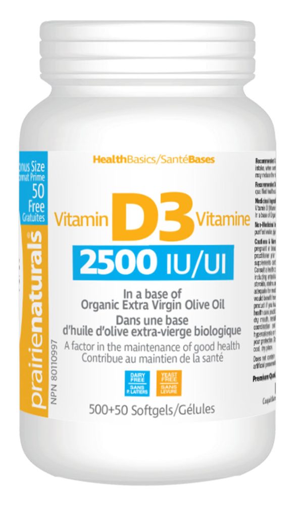 PRAIRIE NATURALS Vitamin D3 (2500 IU - 500 + 50 sgels) on Sale