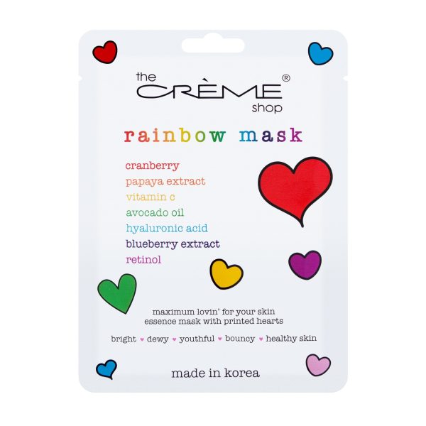 Rainbow Face Mask Printed with Rainbow Hearts on Sale